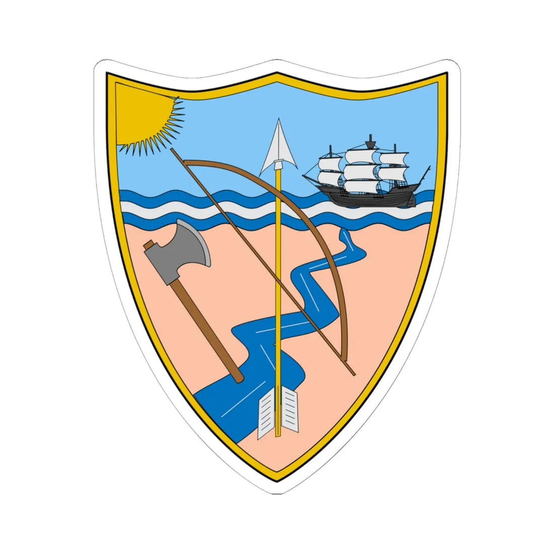 Escudo de Riohacha (Colombia) (Coat of Arms) STICKER Vinyl Kiss-Cut Decal 6 Inch White - The Sticker Space