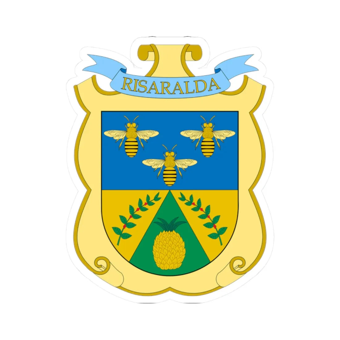 Escudo de Risaralda (Colombia) (Coat of Arms) STICKER Vinyl Kiss-Cut Decal 2 Inch White - The Sticker Space