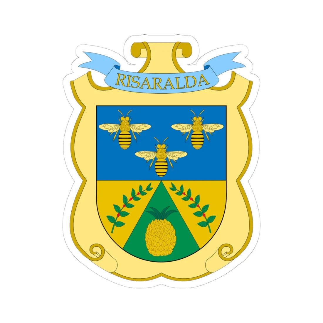 Escudo de Risaralda (Colombia) (Coat of Arms) STICKER Vinyl Kiss-Cut Decal 4 Inch White - The Sticker Space