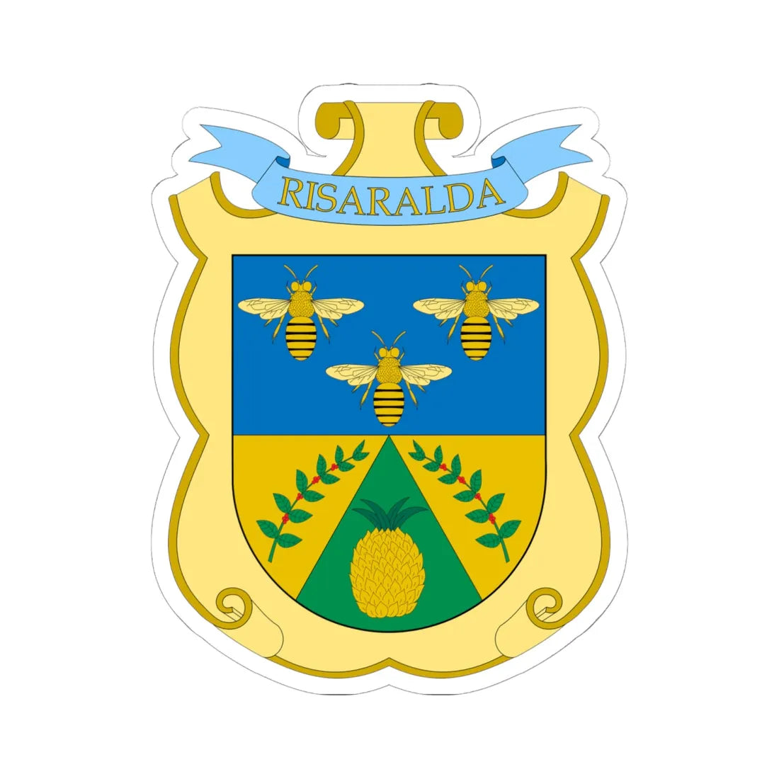 Escudo de Risaralda (Colombia) (Coat of Arms) STICKER Vinyl Kiss-Cut Decal 6 Inch White - The Sticker Space