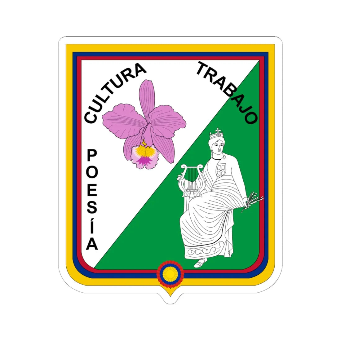 Escudo de Rivera - Huila (Colombia) (Coat of Arms) STICKER Vinyl Kiss-Cut Decal 6 Inch White - The Sticker Space