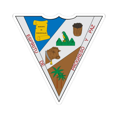 Escudo de Roncesvalles Tolima (Colombia) (Coat of Arms) STICKER Vinyl Kiss-Cut Decal 4 Inch White - The Sticker Space