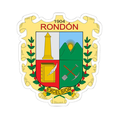 Escudo de Rondón Boyacá (Colombia) (Coat of Arms) STICKER Vinyl Kiss-Cut Decal 6 Inch White - The Sticker Space