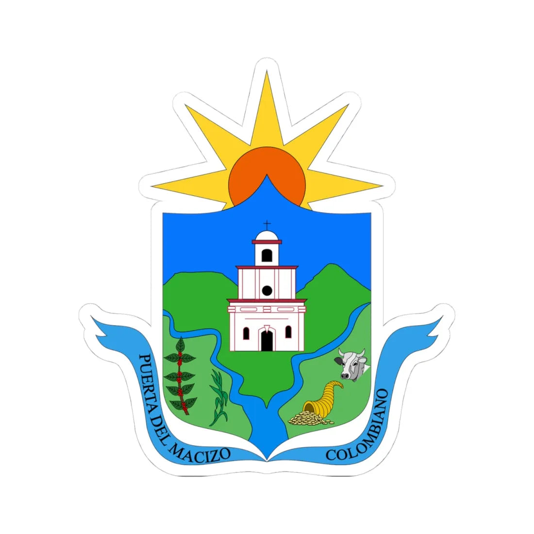 Escudo de Rosas - Cauca (Colombia) (Coat of Arms) STICKER Vinyl Kiss-Cut Decal 4 Inch White - The Sticker Space