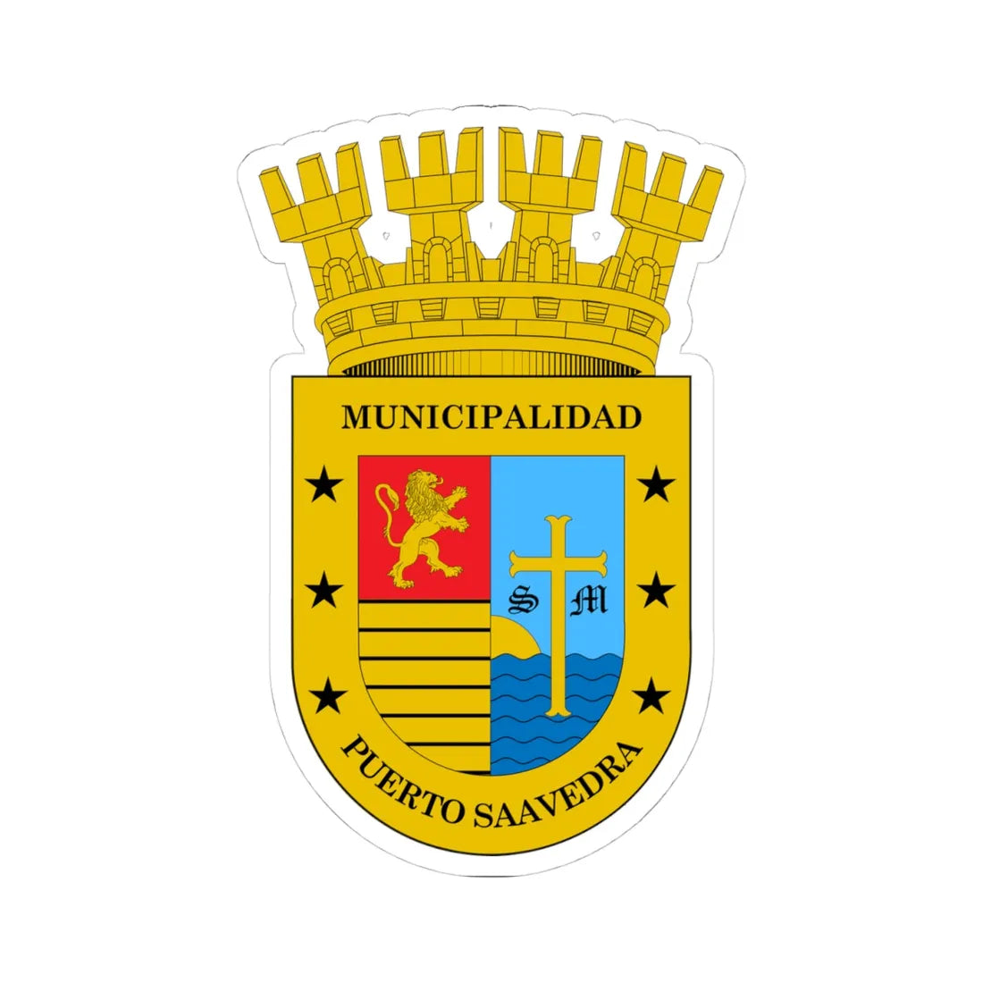 Escudo de Saavedra Chile (Chile) (Coat of Arms) STICKER Vinyl Kiss-Cut Decal 4 Inch White - The Sticker Space