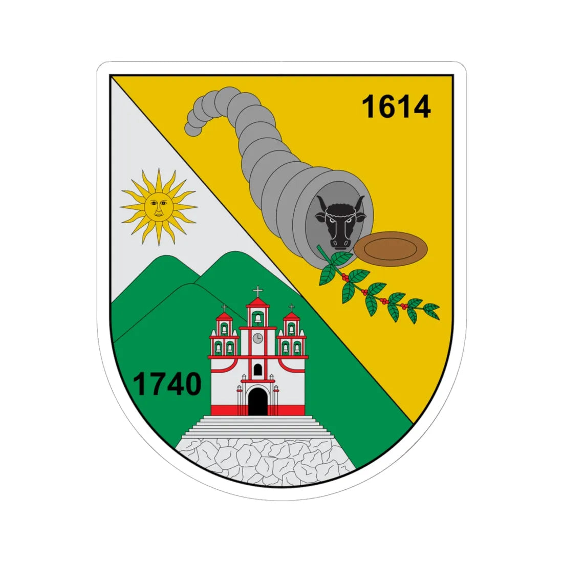 Escudo de Sabanalarga Antioquia (Colombia) (Coat of Arms) STICKER Vinyl Kiss-Cut Decal - The Sticker Space
