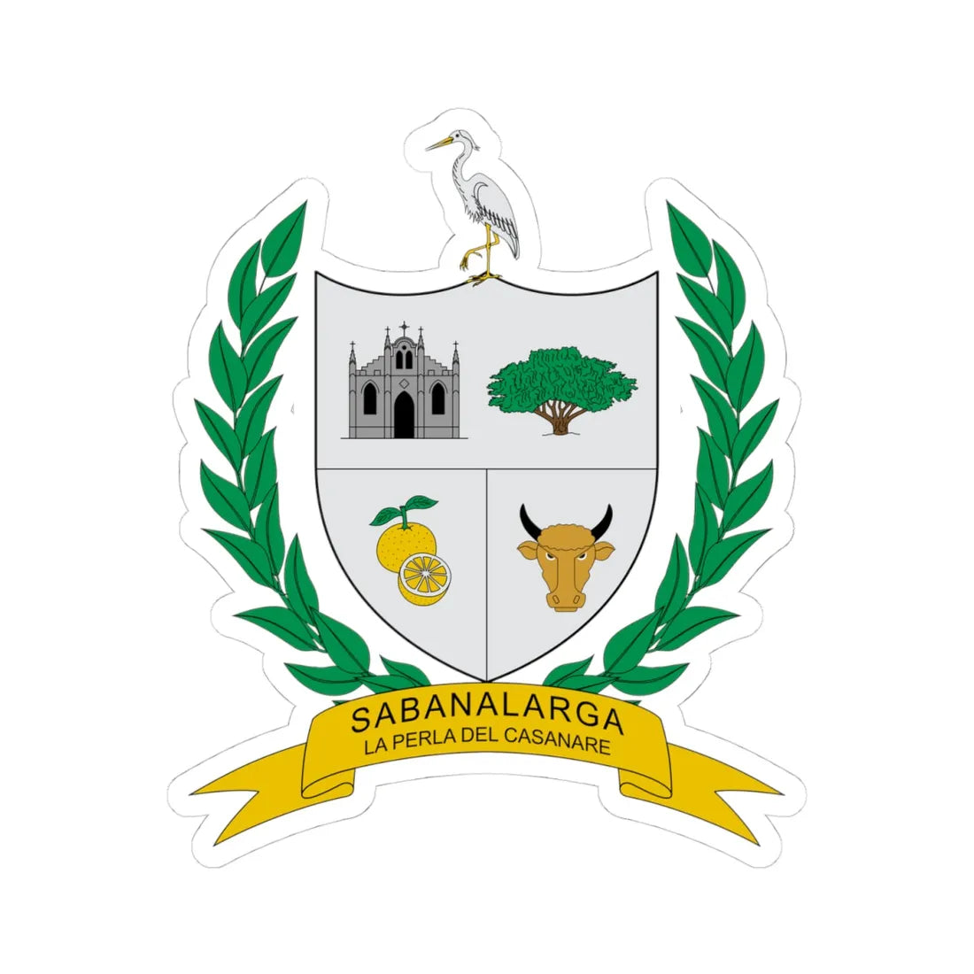 Escudo de Sabanalarga Casanare (Colombia) (Coat of Arms) STICKER Vinyl Kiss-Cut Decal 4 Inch White - The Sticker Space