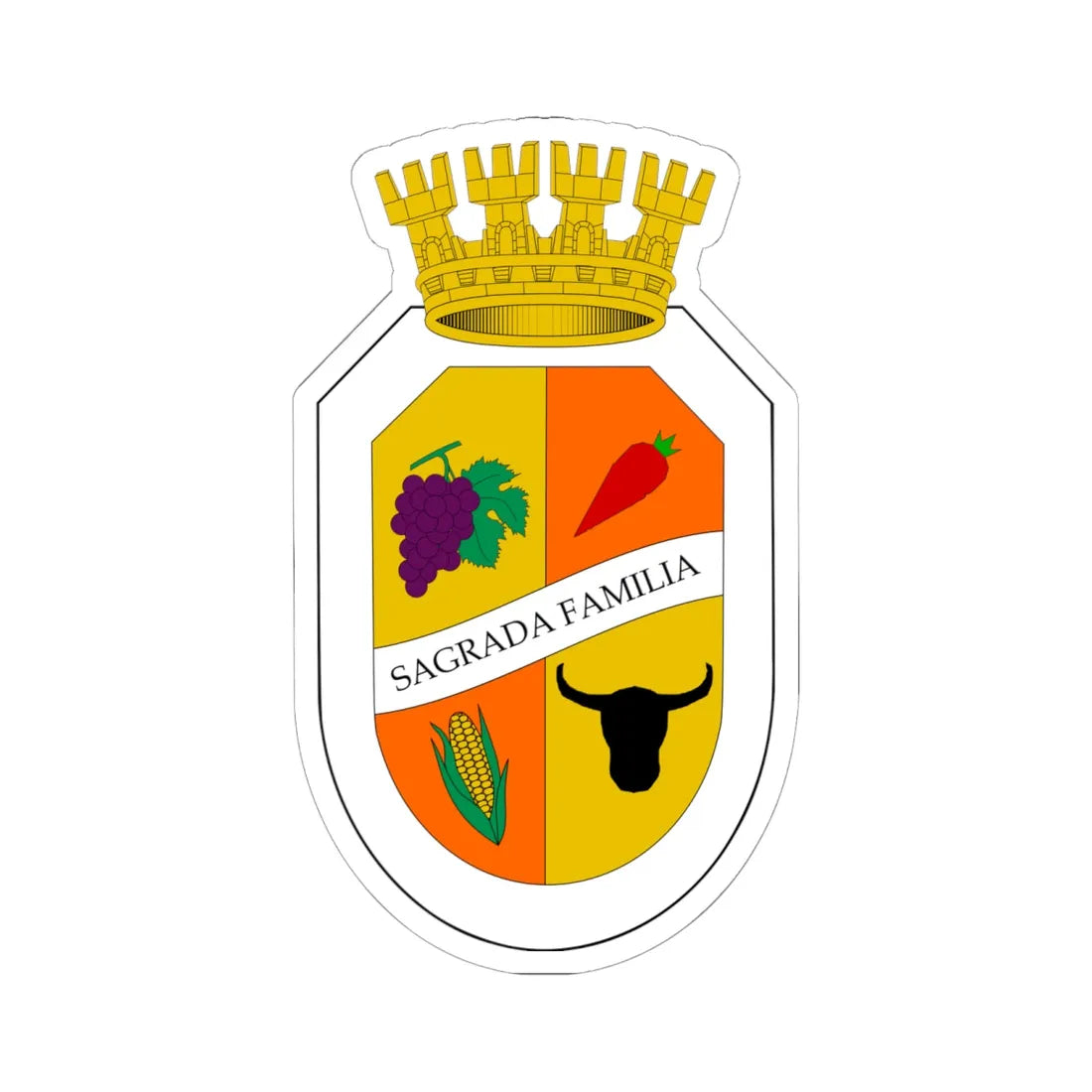 Escudo de Sagrada Familia (Chile) (Coat of Arms) STICKER Vinyl Kiss-Cut Decal 6 Inch White - The Sticker Space