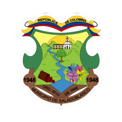 Escudo de Saladoblanco - Huila (Colombia) (Coat of Arms) STICKER Vinyl Kiss-Cut Decal 2 Inch White - The Sticker Space