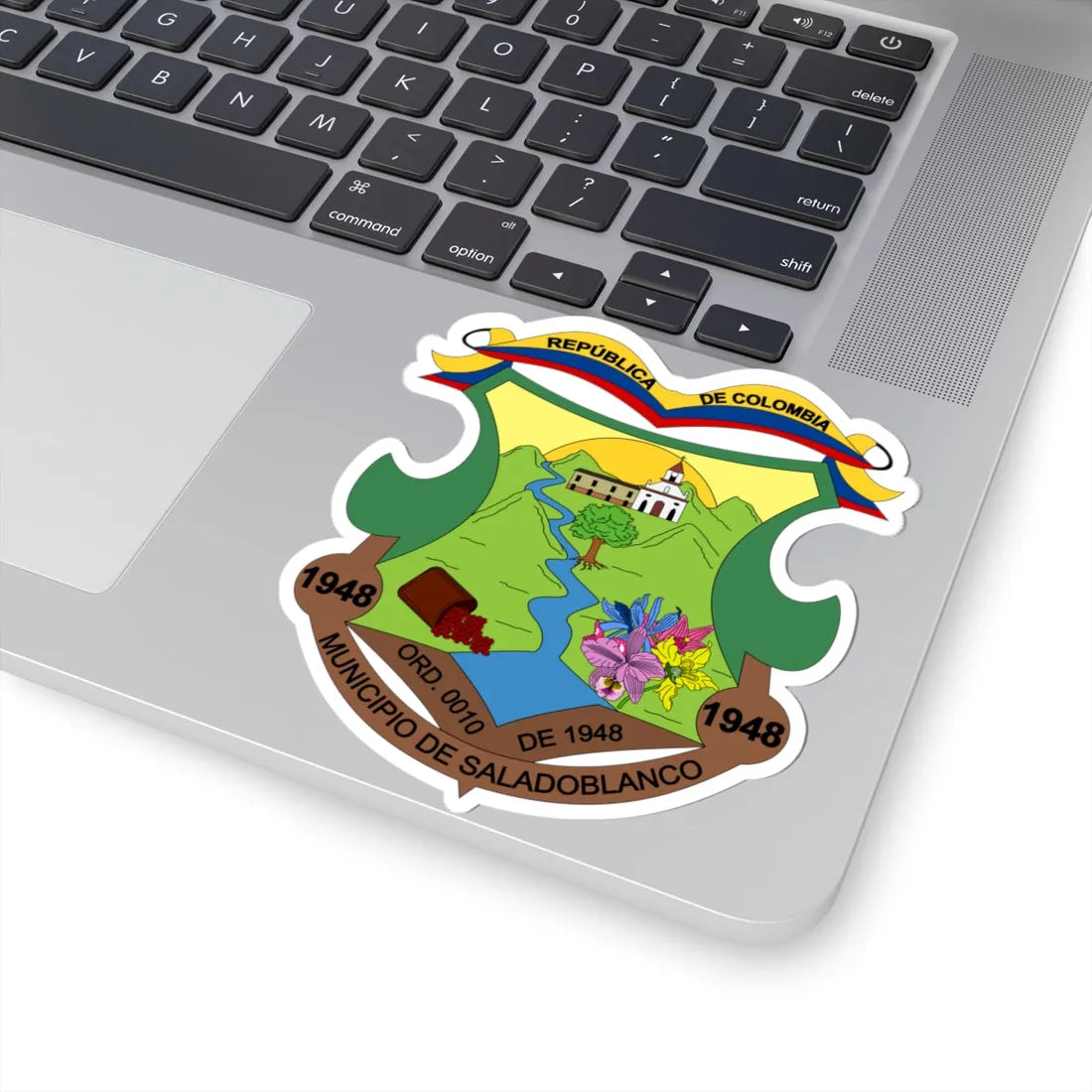 Escudo de Saladoblanco - Huila (Colombia) (Coat of Arms) STICKER Vinyl Kiss-Cut Decal - The Sticker Space