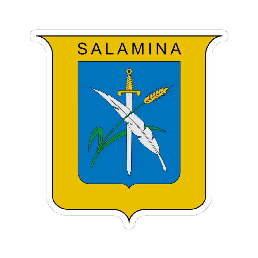 Escudo de Salamina Caldas (Colombia) (Coat of Arms) STICKER Vinyl Kiss-Cut Decal 4 Inch White - The Sticker Space