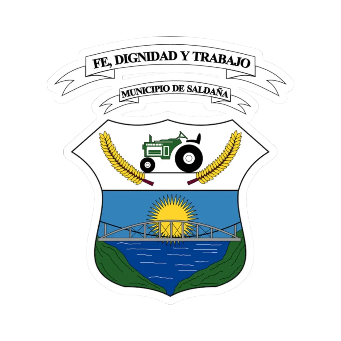 Escudo de Saldaña - Tolima (Colombia) (Coat of Arms) STICKER Vinyl Kiss-Cut Decal 2 Inch White - The Sticker Space