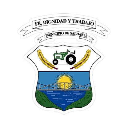 Escudo de Saldaña - Tolima (Colombia) (Coat of Arms) STICKER Vinyl Kiss-Cut Decal 3 Inch White - The Sticker Space
