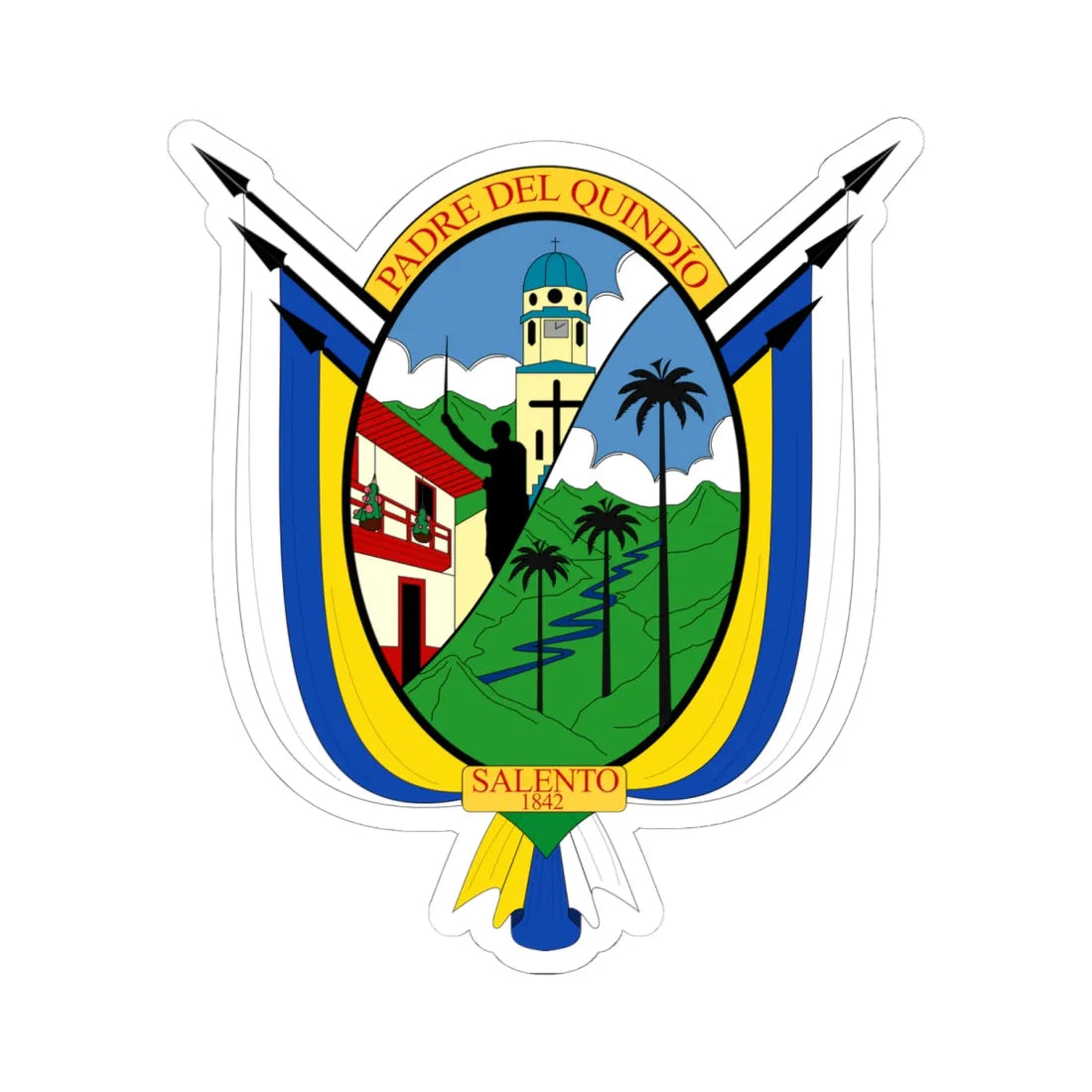 Escudo de Salento - Quindío (Colombia) (Coat of Arms) STICKER Vinyl Kiss-Cut Decal 6 Inch White - The Sticker Space