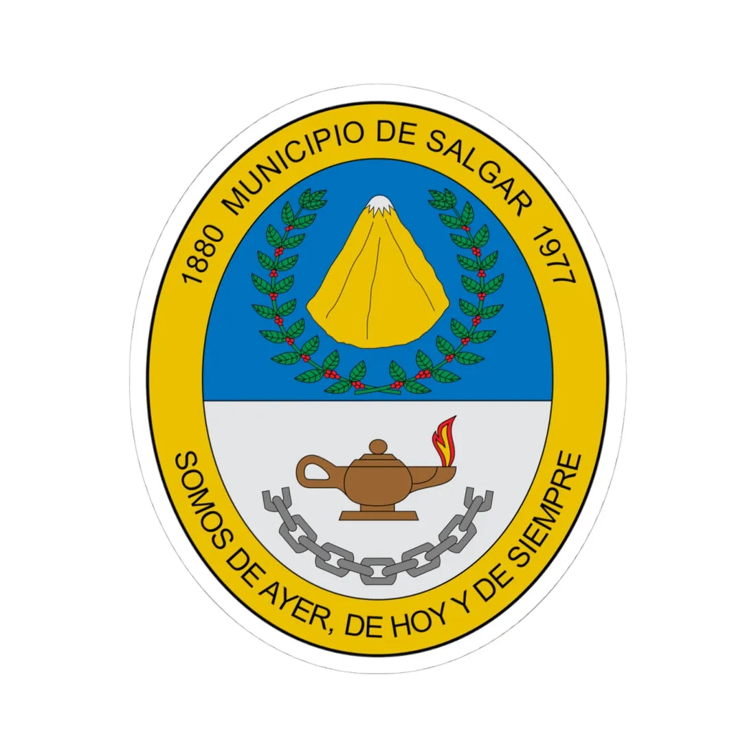 Escudo de Salgar (Colombia) (Coat of Arms) STICKER Vinyl Kiss-Cut Decal 4 Inch White - The Sticker Space