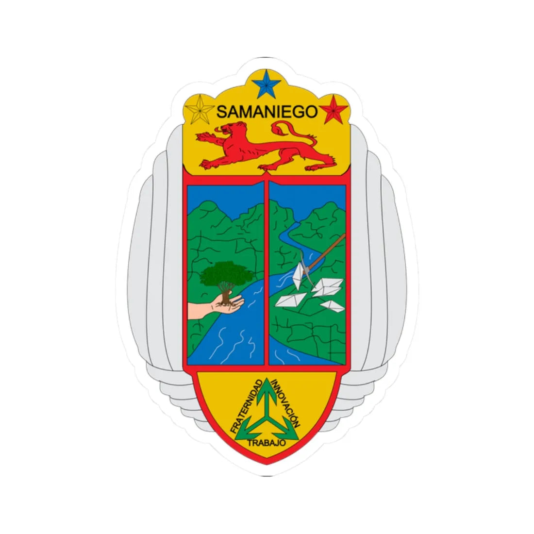 Escudo de Samaniego Nariño (Colombia) (Coat of Arms) STICKER Vinyl Kiss-Cut Decal 2 Inch White - The Sticker Space