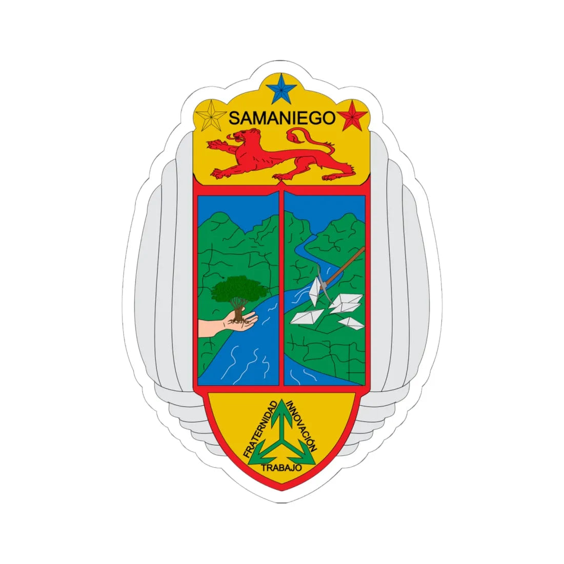 Escudo de Samaniego Nariño (Colombia) (Coat of Arms) STICKER Vinyl Kiss-Cut Decal 6 Inch White - The Sticker Space