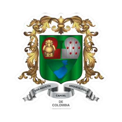 Escudo de San Agustin Huila (Colombia) (Coat of Arms) STICKER Vinyl Kiss-Cut Decal 2 Inch White - The Sticker Space