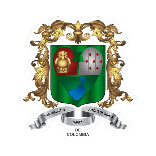 Escudo de San Agustin Huila (Colombia) (Coat of Arms) STICKER Vinyl Kiss-Cut Decal 2 Inch White - The Sticker Space