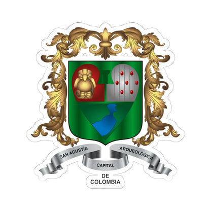 Escudo de San Agustin Huila (Colombia) (Coat of Arms) STICKER Vinyl Kiss-Cut Decal 6 Inch White - The Sticker Space