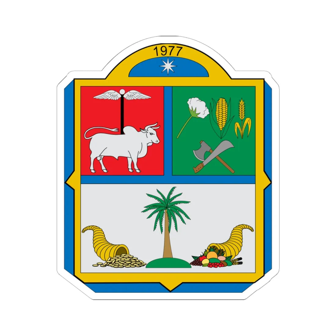 Escudo de San Alberto Cesar (Colombia) (Coat of Arms) STICKER Vinyl Kiss-Cut Decal 6 Inch White - The Sticker Space