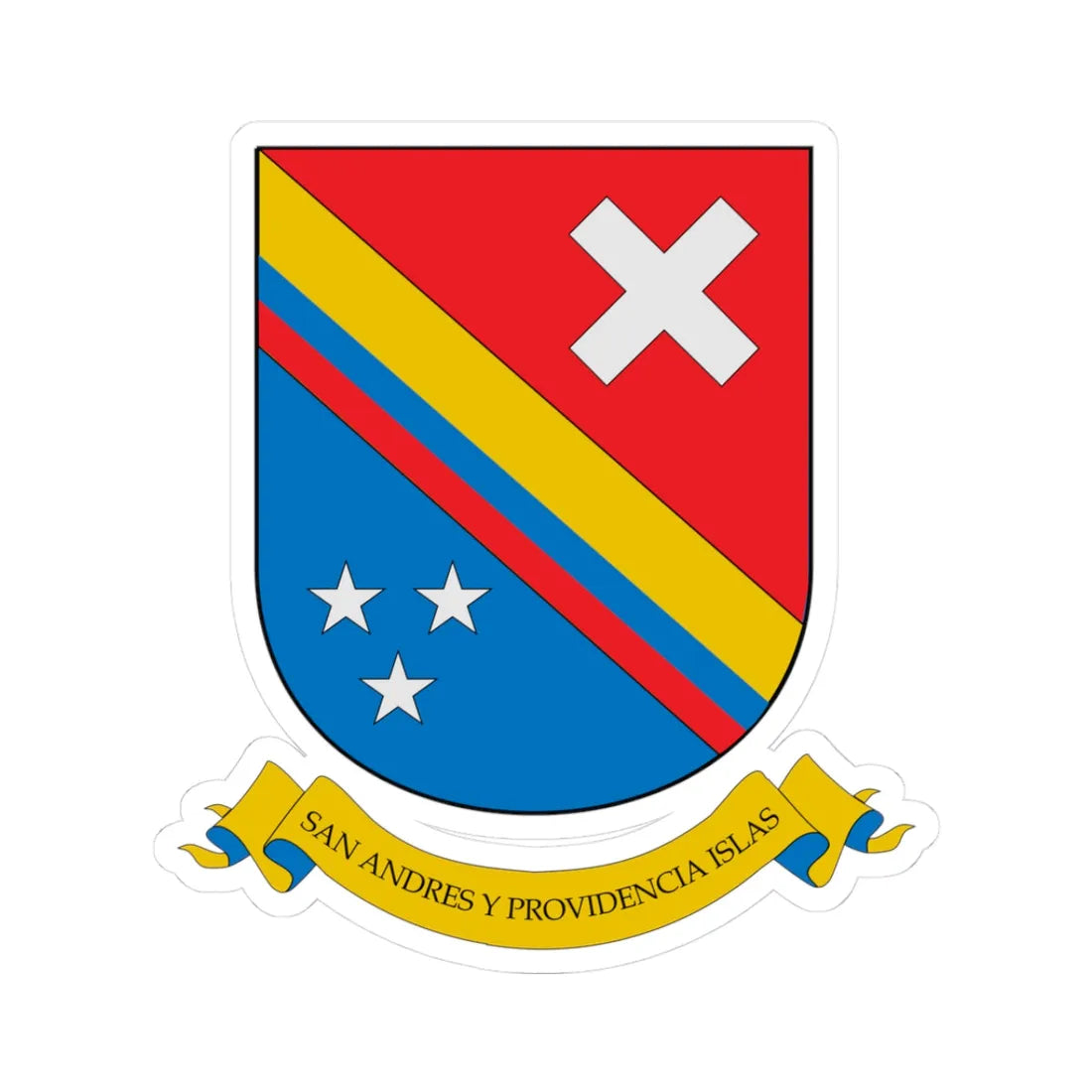 Escudo de San Andrés y Providencia (Colombia) (Coat of Arms) STICKER Vinyl Kiss-Cut Decal 3 Inch White - The Sticker Space