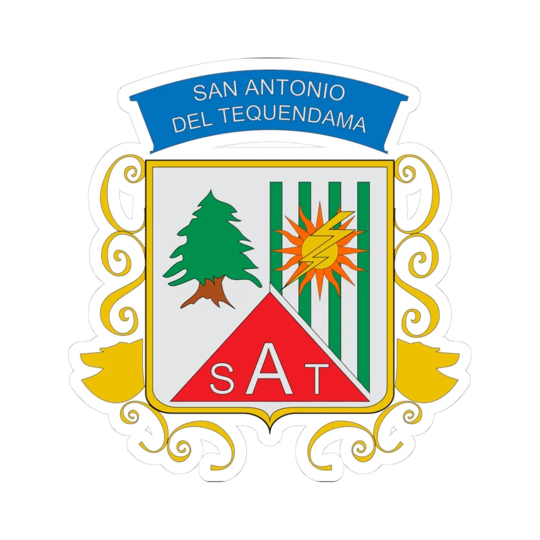 Escudo de San Antonio del Tequendama (Colombia) (Coat of Arms) STICKER Vinyl Kiss-Cut Decal 3 Inch White - The Sticker Space