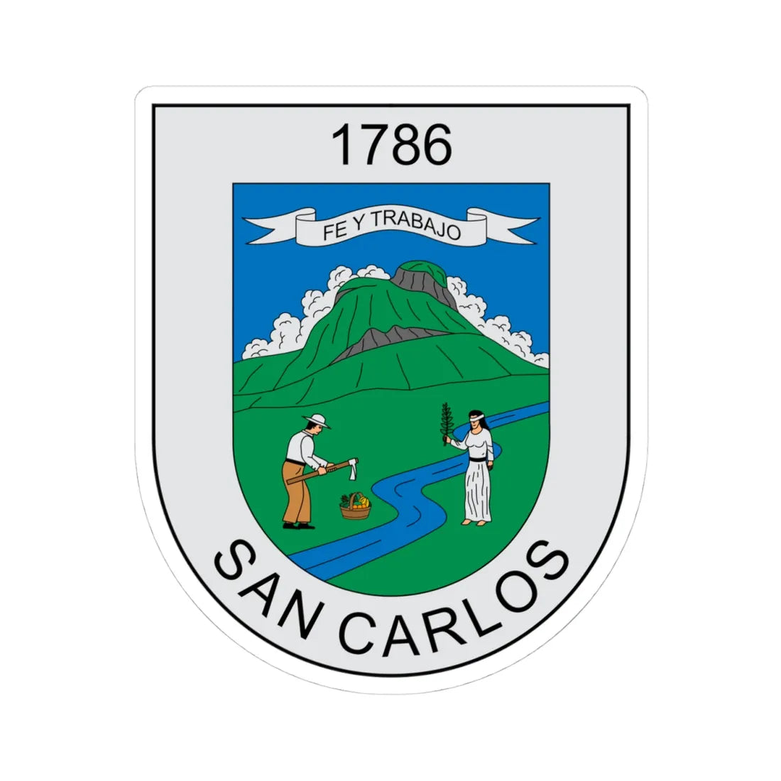 Escudo de San Carlos Antioquia (Colombia) (Coat of Arms) STICKER Vinyl Kiss-Cut Decal 4 Inch White - The Sticker Space