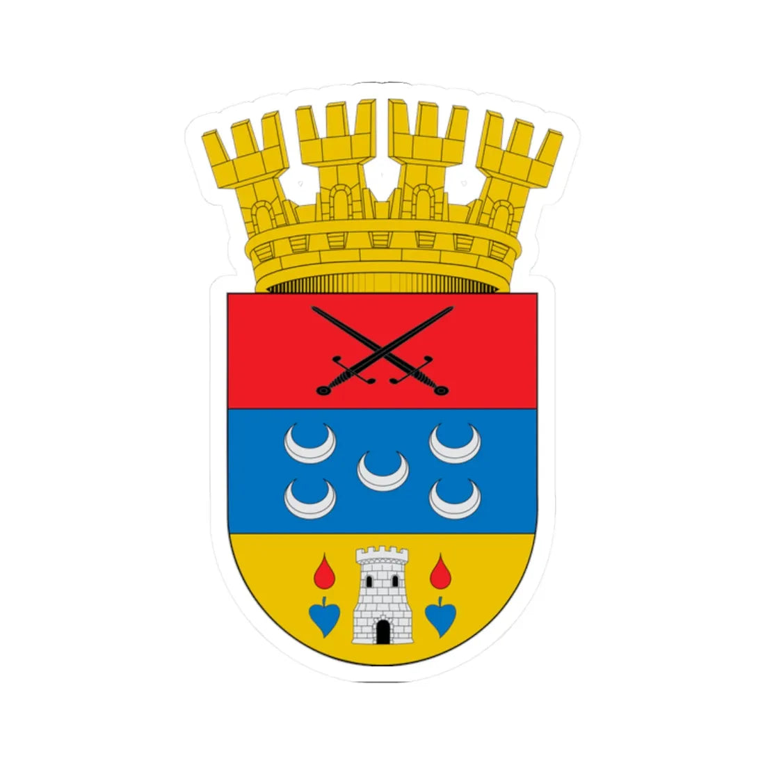Escudo de San Carlos Chile (Chile) (Coat of Arms) STICKER Vinyl Kiss-Cut Decal 2 Inch White - The Sticker Space