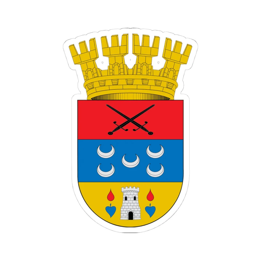 Escudo de San Carlos Chile (Chile) (Coat of Arms) STICKER Vinyl Kiss-Cut Decal 4 Inch White - The Sticker Space