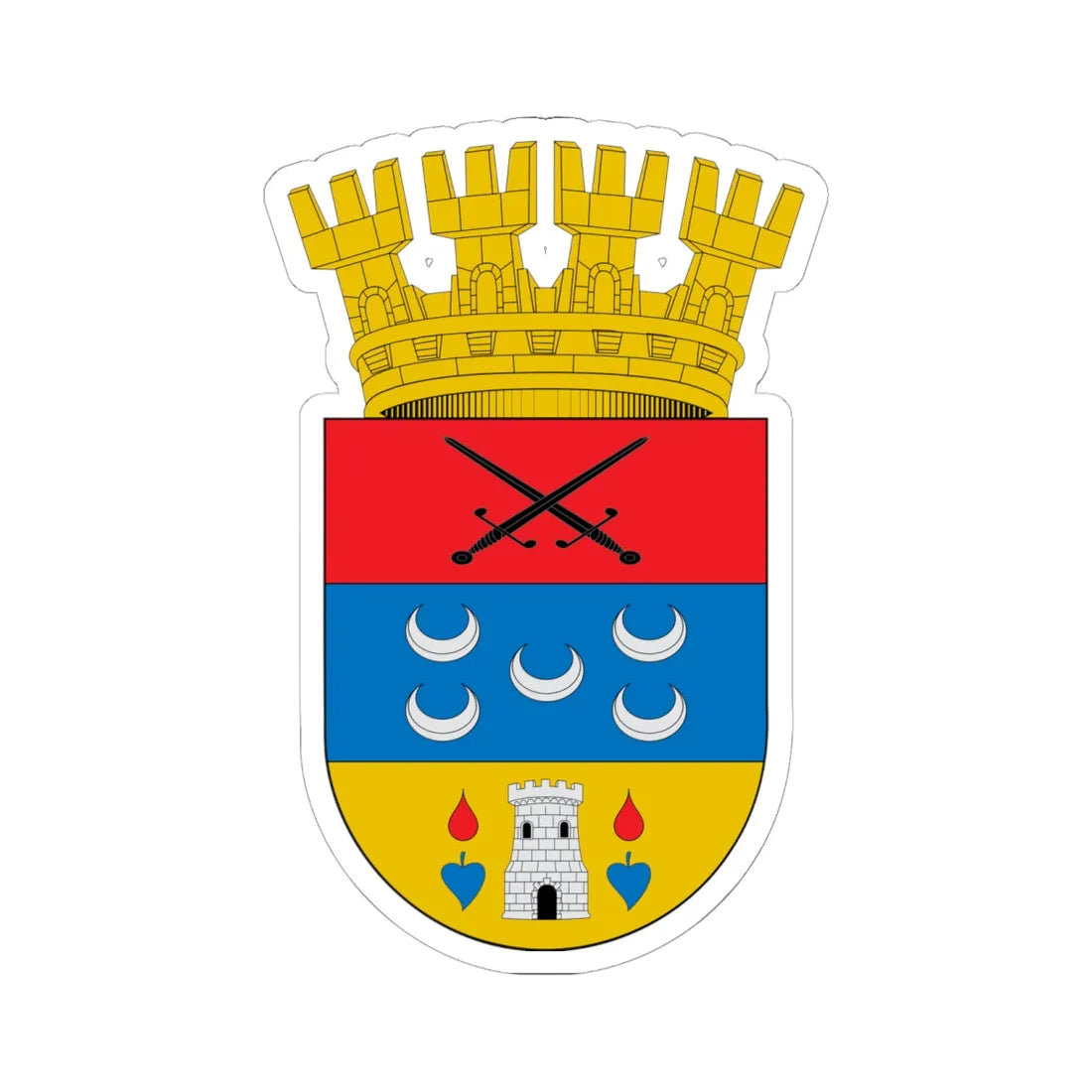 Escudo de San Carlos Chile (Chile) (Coat of Arms) STICKER Vinyl Kiss-Cut Decal 6 Inch White - The Sticker Space