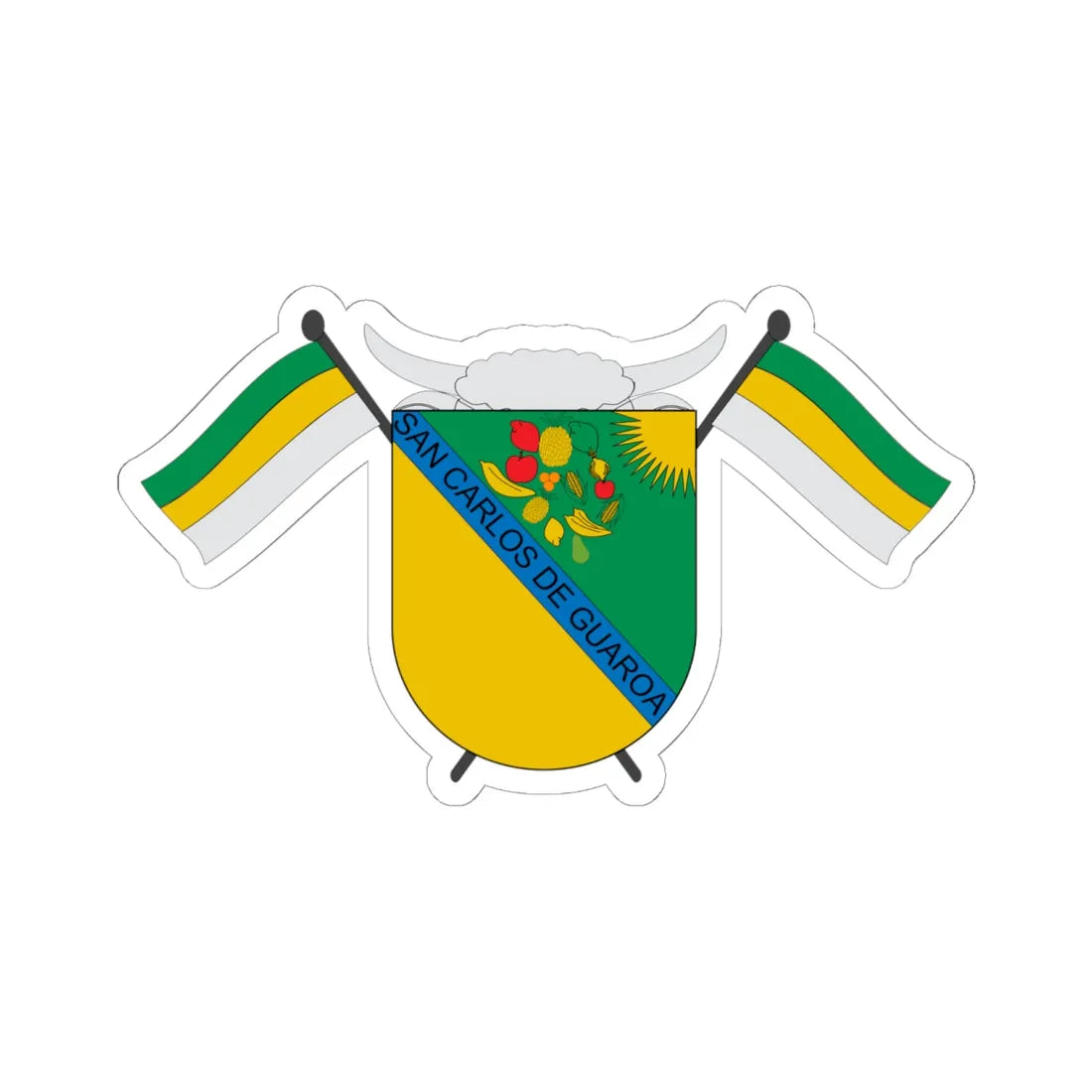 Escudo de San Carlos de Guaroa (Colombia) (Coat of Arms) STICKER Vinyl Kiss-Cut Decal 6 Inch White - The Sticker Space