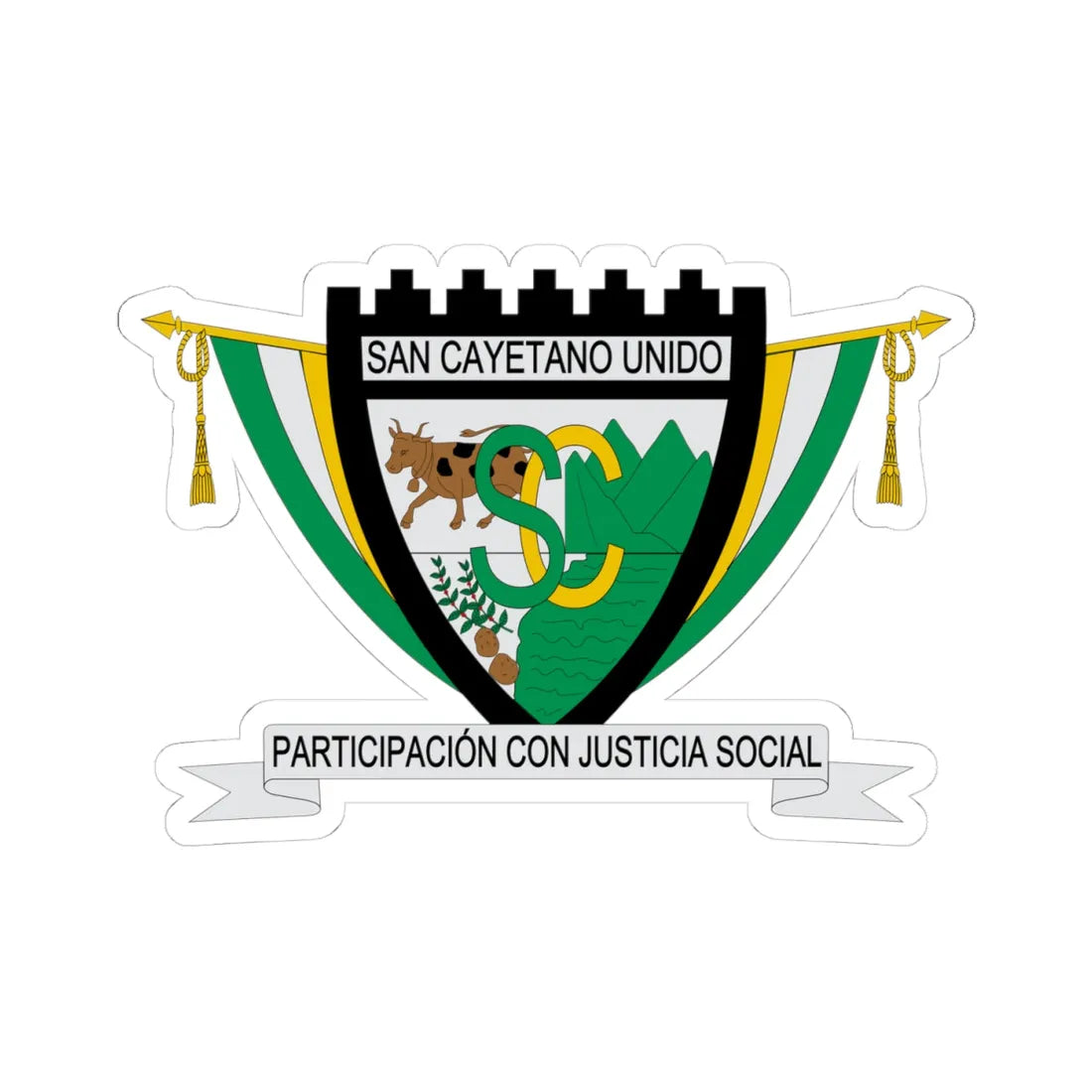 Escudo de San Cayetano Cundinamarca (Colombia) (Coat of Arms) STICKER Vinyl Kiss-Cut Decal - The Sticker Space