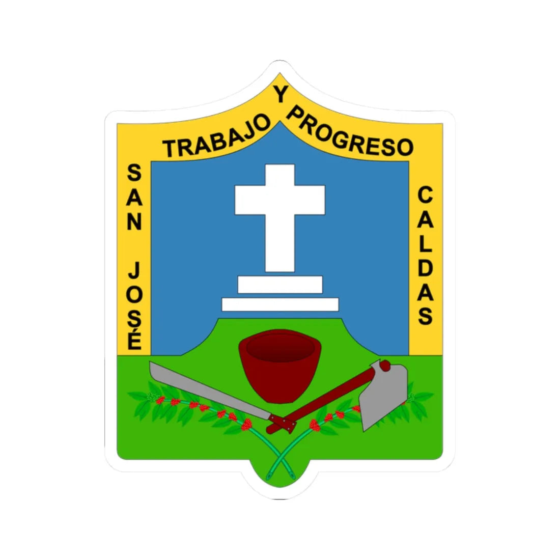 Escudo de San José - Caldas (Colombia) (Coat of Arms) STICKER Vinyl Kiss-Cut Decal 2 Inch White - The Sticker Space