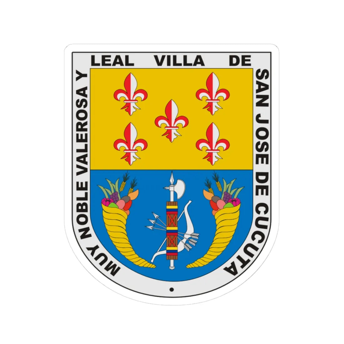 Escudo de San José de Cúcuta (Colombia) (Coat of Arms) STICKER Vinyl Kiss-Cut Decal 3 Inch White - The Sticker Space