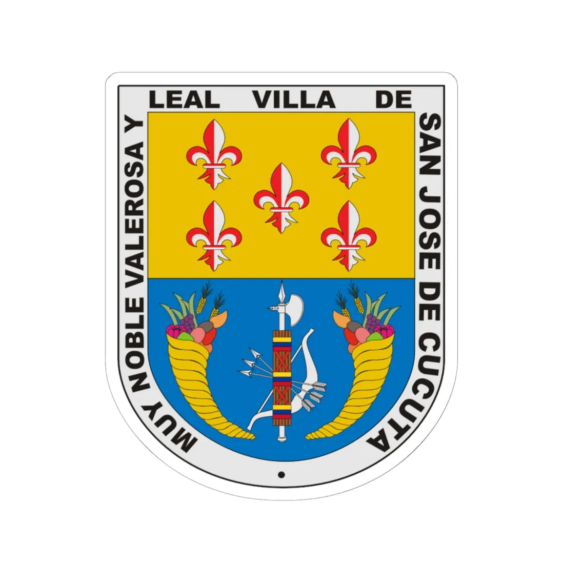Escudo de San José de Cúcuta (Colombia) (Coat of Arms) STICKER Vinyl Kiss-Cut Decal 6 Inch White - The Sticker Space