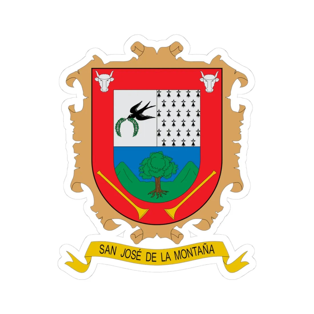 Escudo de San José de la Montaña (Colombia) (Coat of Arms) STICKER Vinyl Kiss-Cut Decal 3 Inch White - The Sticker Space