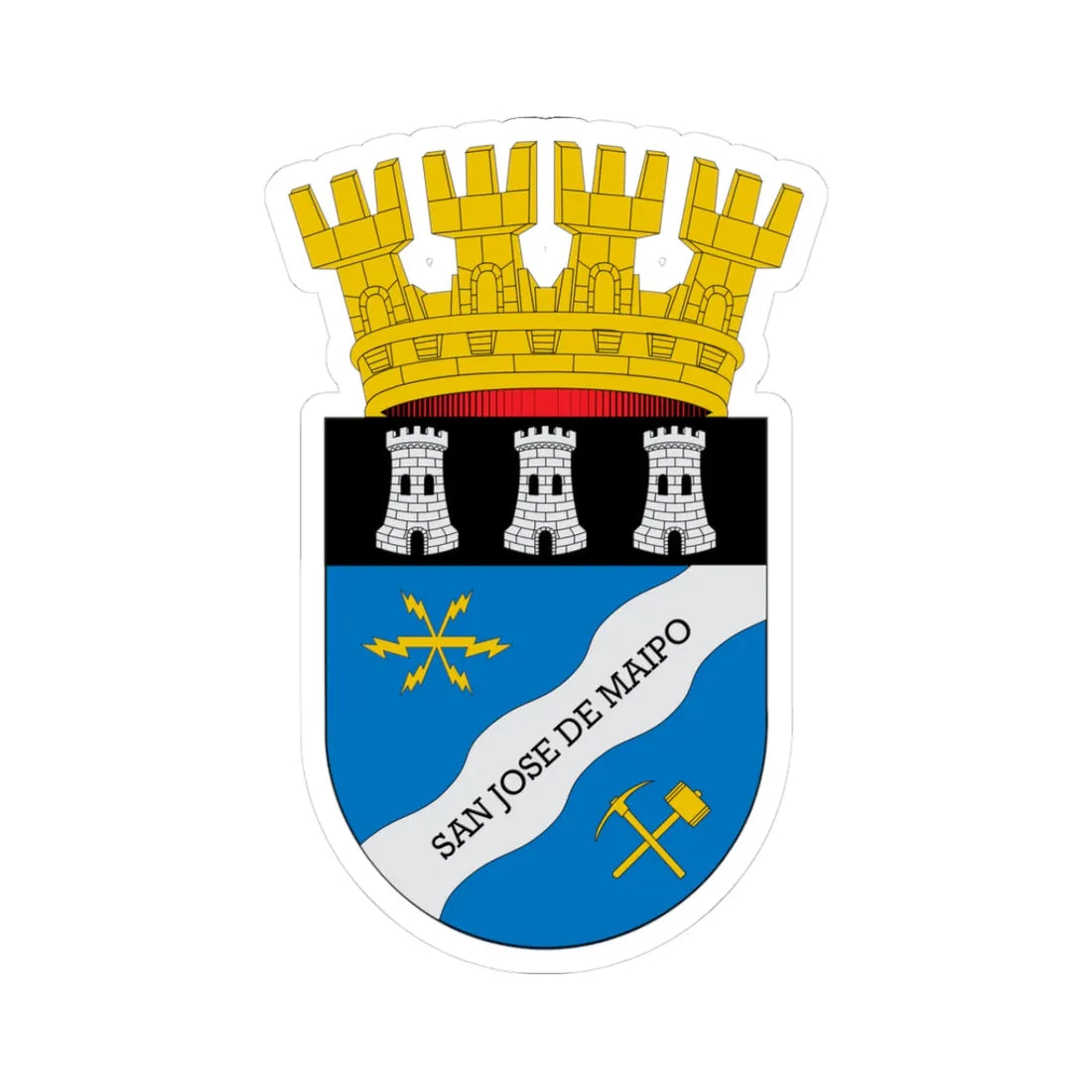 Escudo de San José de Maipo (Chile) (Coat of Arms) STICKER Vinyl Kiss-Cut Decal 3 Inch White - The Sticker Space