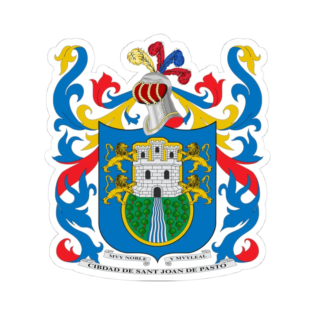 Escudo de San Juan de Pasto Nariño (Colombia) (Coat of Arms) STICKER Vinyl Kiss-Cut Decal 4 Inch White - The Sticker Space