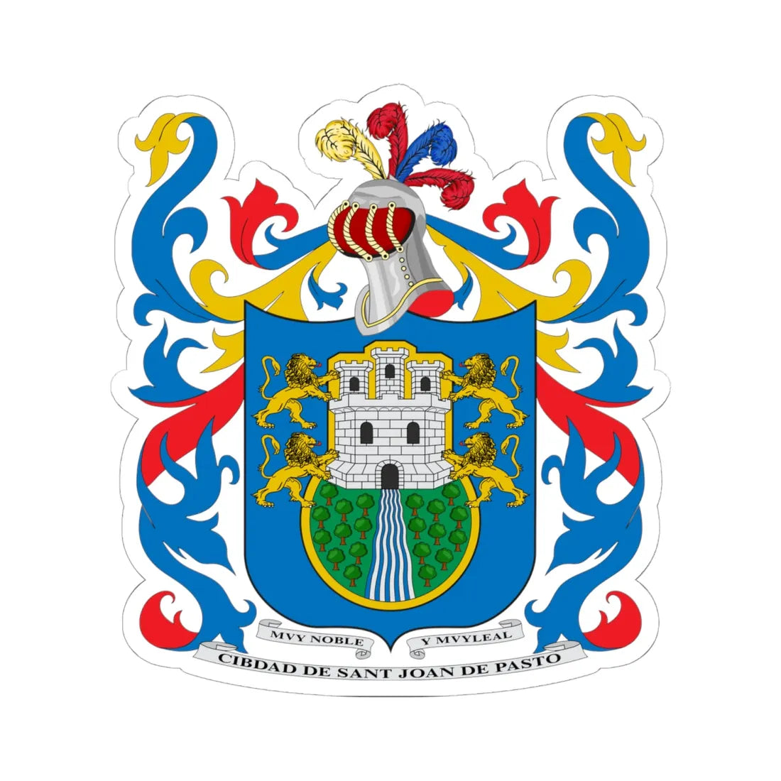 Escudo de San Juan de Pasto Nariño (Colombia) (Coat of Arms) STICKER Vinyl Kiss-Cut Decal 6 Inch White - The Sticker Space