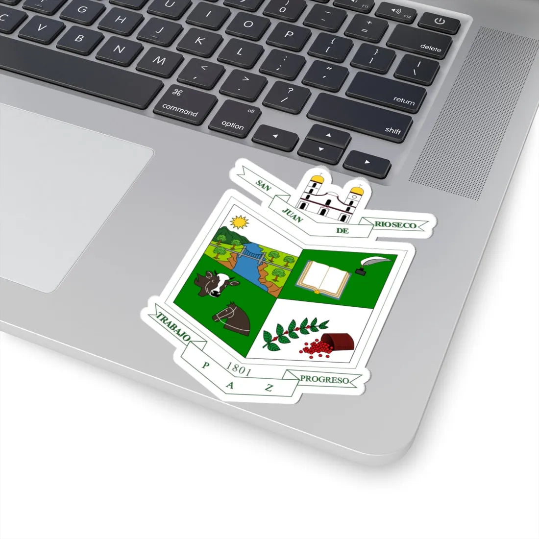 Escudo de San Juan de Rioseco - Cundinamarca (Colombia) (Coat of Arms) STICKER Vinyl Kiss-Cut Decal - The Sticker Space