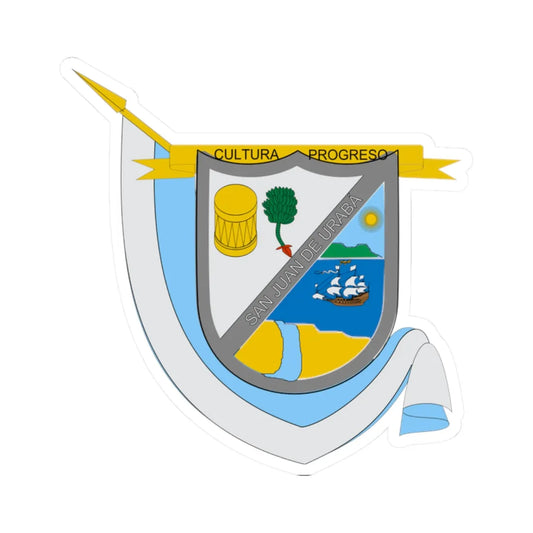 Escudo de San Juan de Urabá (Colombia) (Coat of Arms) STICKER Vinyl Kiss-Cut Decal 2 Inch White - The Sticker Space
