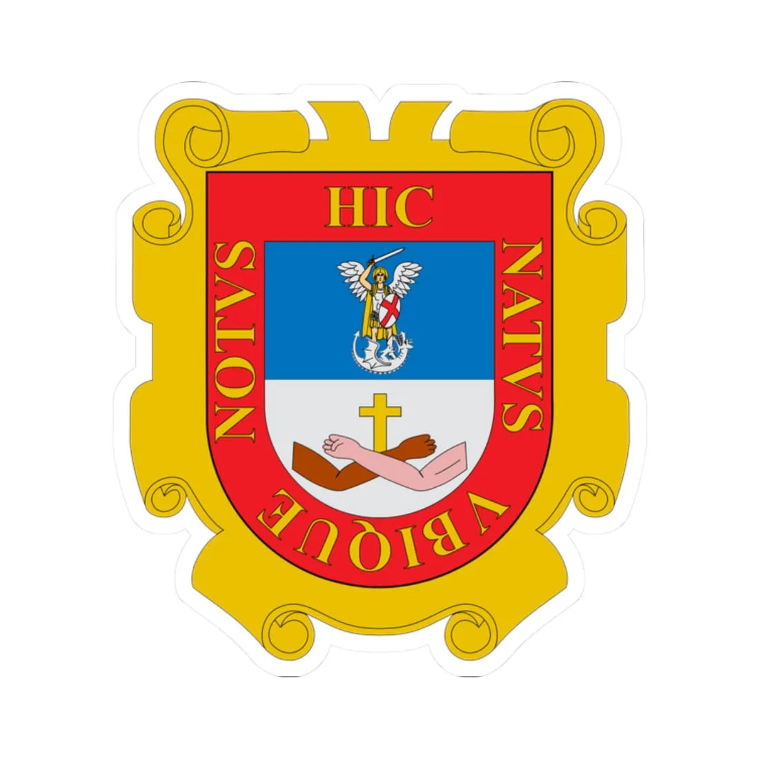 Escudo de San Miguel de Allende (Mexico) (Coat of Arms) STICKER Vinyl Kiss-Cut Decal 2 Inch White - The Sticker Space