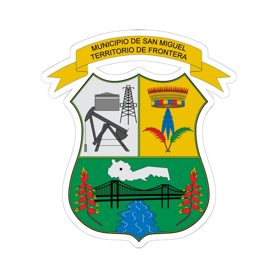 Escudo de San Miguel-La Dorada (Colombia) (Coat of Arms) STICKER Vinyl Kiss-Cut Decal 6 Inch White - The Sticker Space