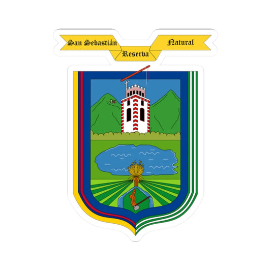 Escudo de San Sebastián - Cauca (Colombia) (Coat of Arms) STICKER Vinyl Kiss-Cut Decal 2 Inch White - The Sticker Space