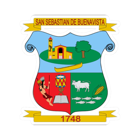 Escudo de San Sebastián de Buenavista Magdalena (Colombia) (Coat of Arms) STICKER Vinyl Kiss-Cut Decal 2 Inch White - The Sticker Space