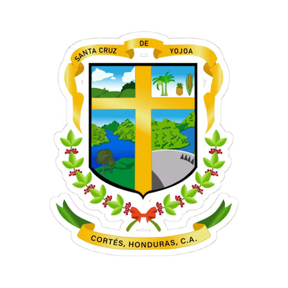 Escudo de Santa Cruz de Yojoa (Honduras) (Coat of Arms) STICKER Vinyl Kiss-Cut Decal 4 Inch White - The Sticker Space