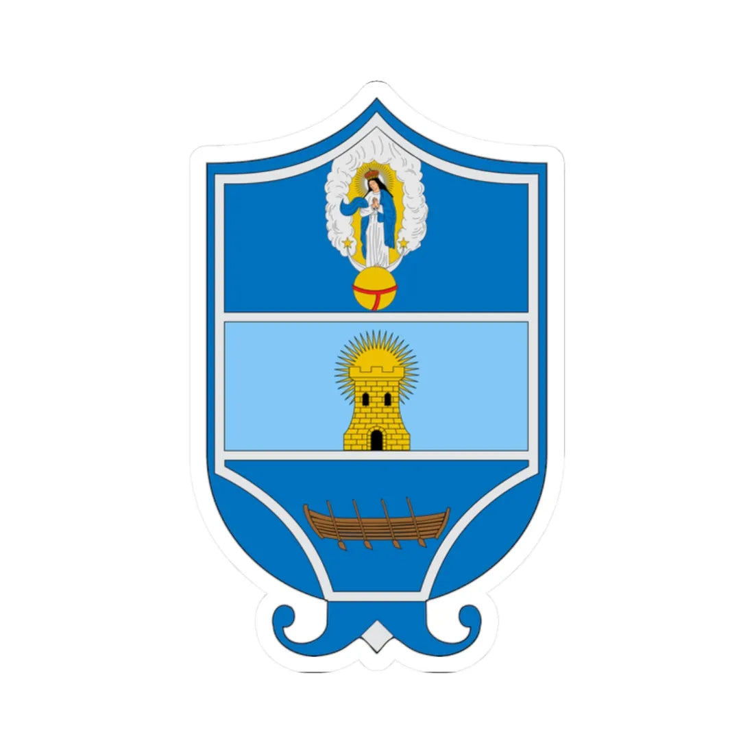 Escudo de Santa Marta Magdalena (Colombia) (Coat of Arms) STICKER Vinyl Kiss-Cut Decal 2 Inch White - The Sticker Space
