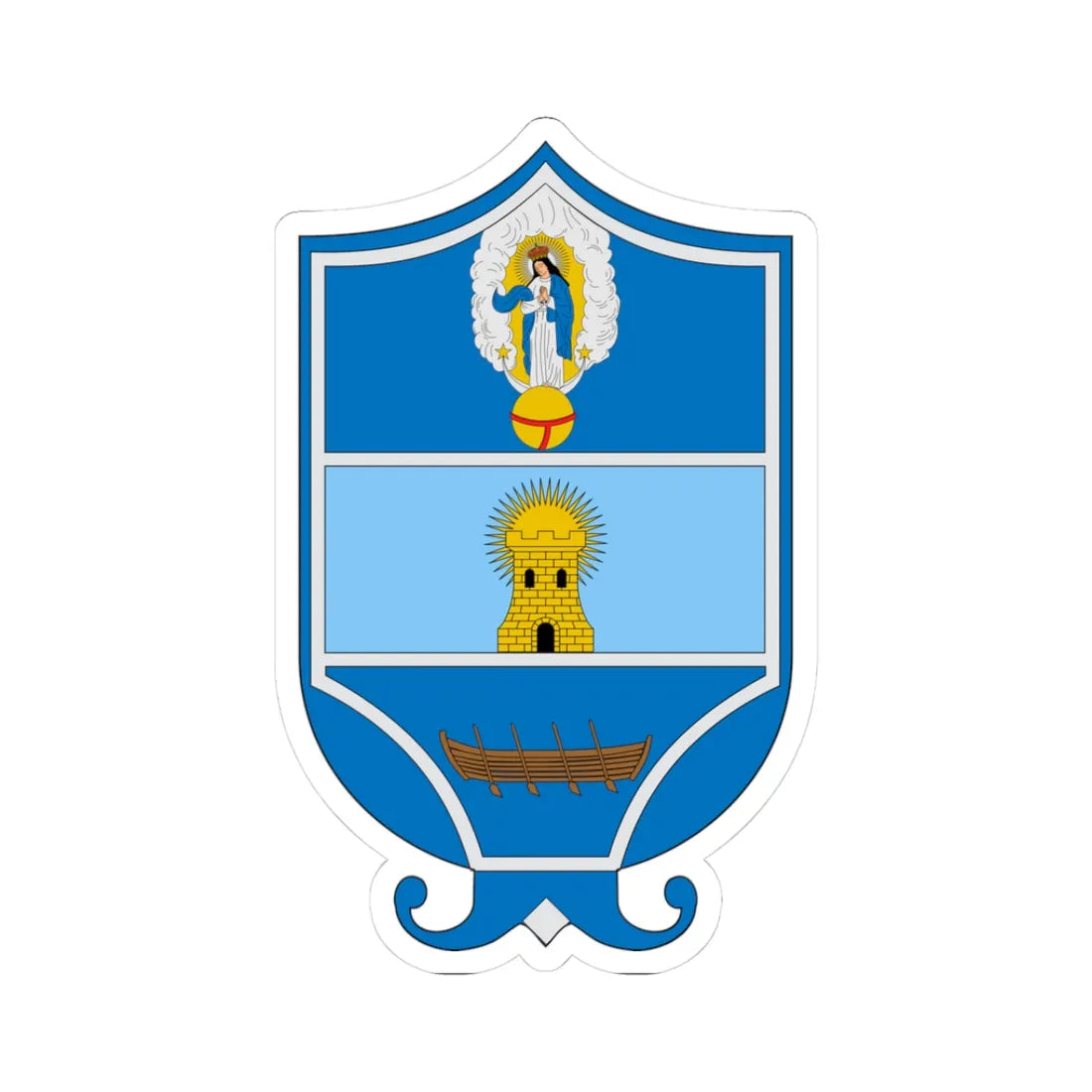 Escudo de Santa Marta Magdalena (Colombia) (Coat of Arms) STICKER Vinyl Kiss-Cut Decal 3 Inch White - The Sticker Space