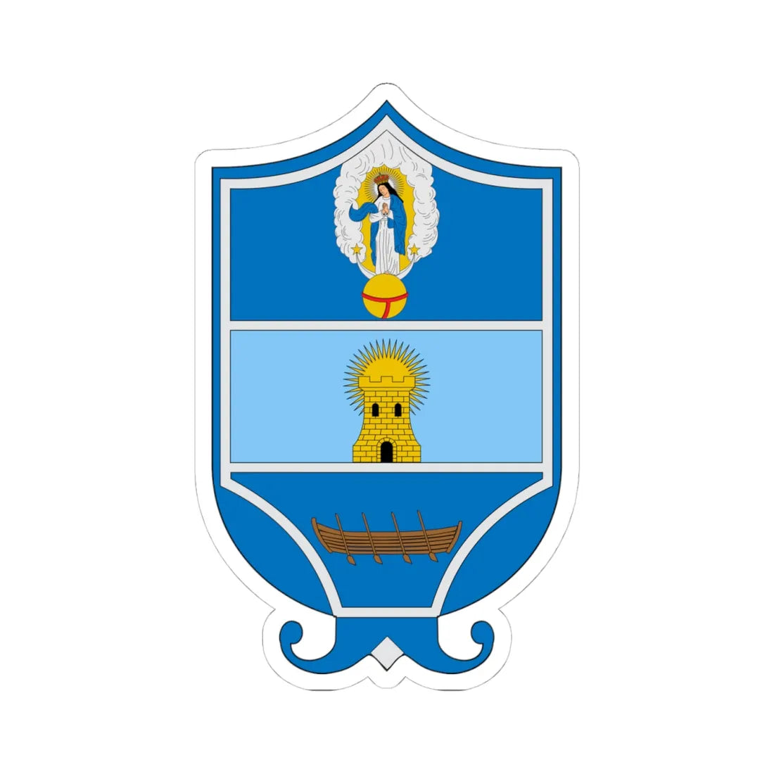 Escudo de Santa Marta Magdalena (Colombia) (Coat of Arms) STICKER Vinyl Kiss-Cut Decal 4 Inch White - The Sticker Space